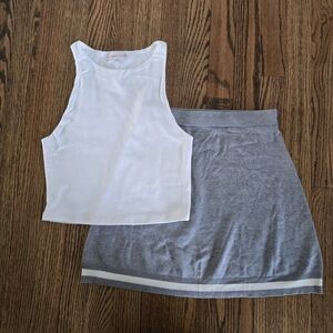 Sincerely Jules White Cropped Tank & Gray Mini Skirt Set Size: XS